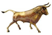 vintage midcentury horned brass bull