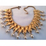 vintage miriam haskell leaf necklace