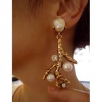 vintage oscar de la renta pearl branch earrings