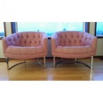 vintage pair milo baughman tufted chrome chair