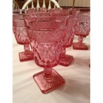vintage pink depression glass goblets
