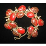 vintage schiaparelli art glass and rhinestone bracelet