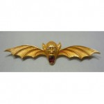 vintage victorian 14k ruby diamond bat brooch