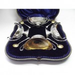 vintage victorian boxed silver open salts set