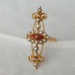 vintage victorian enamel diamond seed pearl 18k ring