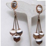 vintage victorian scottish 14k agate earrings