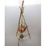 antique 1880s copper and brass kettle and stand