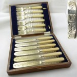 antique 1920 sheffield sterling fish knives and forks