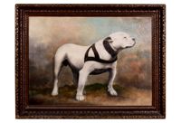 antique 19th century bulldog painting