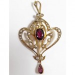 antique amethyst and seed pearl pendant