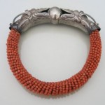 antique chinese silver coral bead bracelet