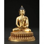 antique chinese tibetan bronze gilt buddha