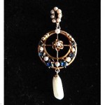 antique edwardian seed pearl sapphire pendant