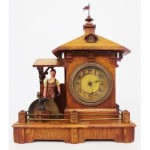 antique german automaton solid oak blacksmith clock