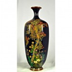 antique japanese silver wire cloisonne vase