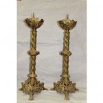 antique pair french bronze candlesticks from church