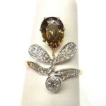 antique platinum diamond andalusite ring