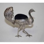 antique sterling ostrich pin cushion