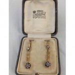 victorian enamel and diamond drop earrings