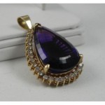 vintage 14k diamond and amethyst pendant
