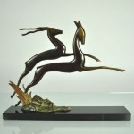 vintage 1930s bronze springbok gazelle sculpture