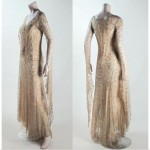 vintage 1930s lace dress with angel sleeves