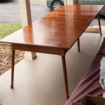 vintage 1950s pine dining table with leaves