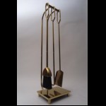 vintage 1960s brass fireplace tool set