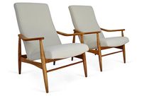 vintage 1960s pair milo baughman restored teak recliners