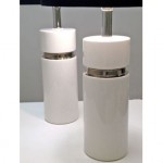 vintage 1970s pair ceramic and chrome table lamps