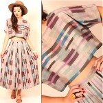 vintage 1980s ikat top and skirt set