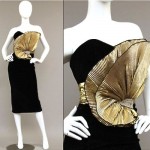 vintage 1980s lurex origami strapless dress