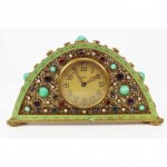 vintage 19th century austrian semi precious stone enamel small clock