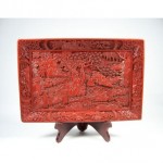 vintage 19th century chinese carved cinnabar lacquer tray