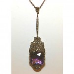 vintage amethyst and diamond pendant necklace