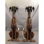 vintage art deco hound cast iron andirons