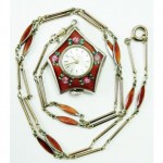 vintage bucherer sterling enamel pendant watch