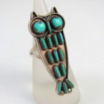 vintage david and celia nieto turquoise owl ring