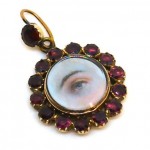 vintage georgian garnet eye hair locket necklace