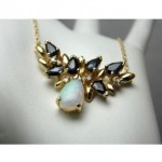 vintage givenchy 14k opal sapphire diamond necklace