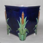 vintage majolica cattails planter