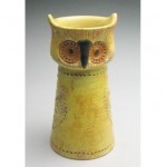 vintage mid-century aldo londi pottery owl vase