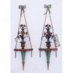 vintage pair 1920s french tole flower shelves