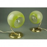 vintage pair art deco glass and brass bedside lamps