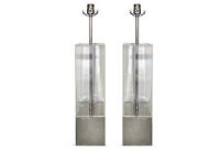 vintage pair laurel lucite and chrome lamps