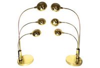 vintage pair mid-century brass lamps