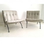 vintage pair milo baughman for thayer coggin scoop chairs