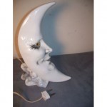 vintage rudolstadt german man in moon porcelain lamp