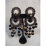 vintage schiaparelli jet black drop earrings