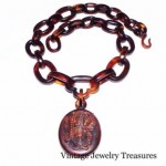 vintage victorian faux tortoise necklace